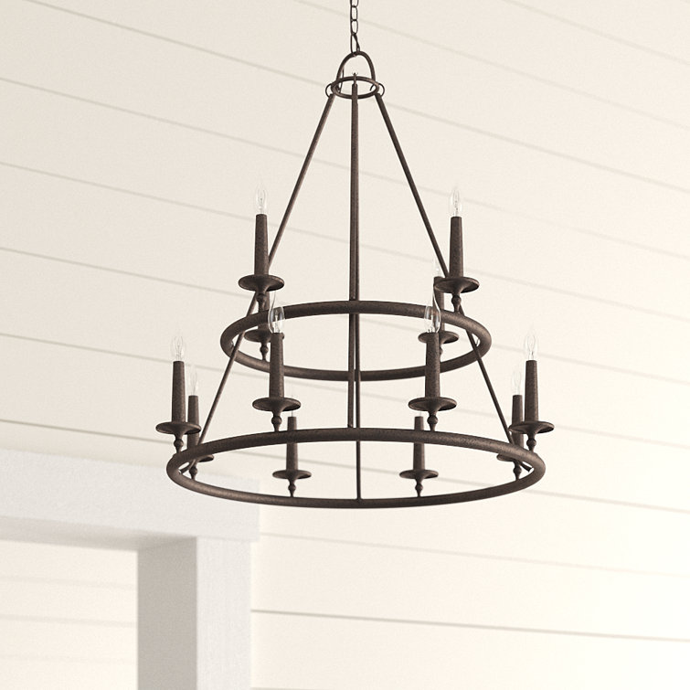 Birch Lane™ Mohnton 12 Light Dimmable Wagon Wheel Chandelier